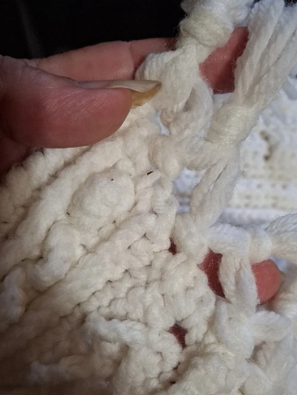 Handmade Crochet Blankets in Cream And White, Very Heavy